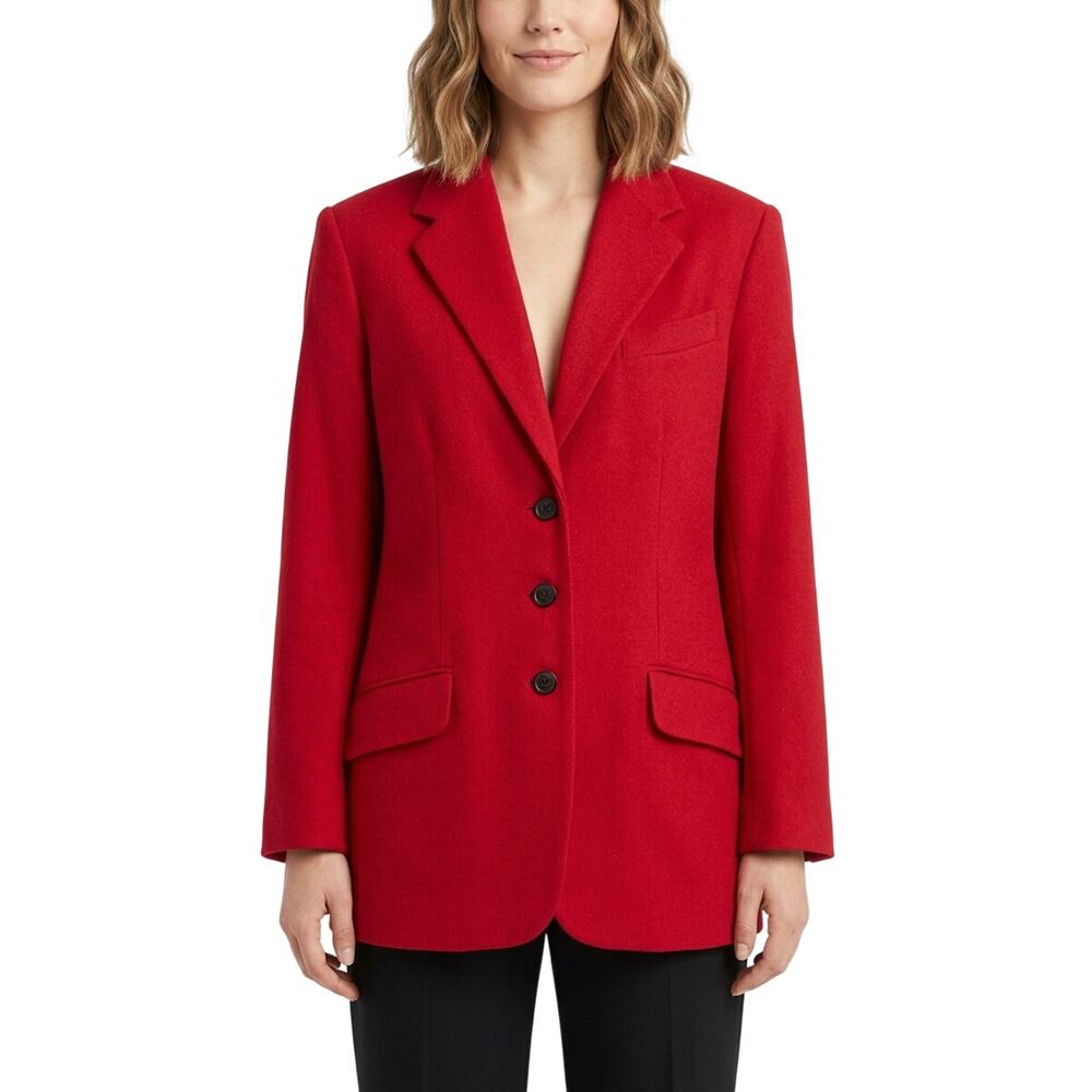 Vintage White Stag Womens Single Breasted Blazer Jacket Flap Pockets Red Size L